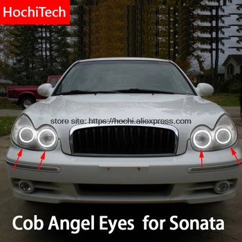  Par Hyundai Sonata 2002 2003 2004 2005 COB Led dienas Gaismas Balta Halo Cob Led Angel Eyes Gredzenu Bez Kļūdām Ultra bright